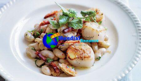 Seared Scallops with Cranberry Beans, Clams & Chorizo