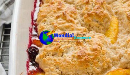 Peach and Blackberry Buttermilk Biscuit Cobbler