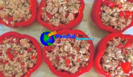 Turkey And Brown Rice Stuffed Bell Peppers