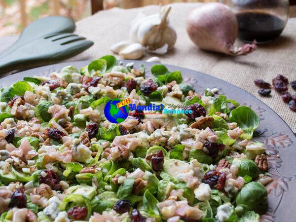 Straightforward Low Carb Pecan Cranberry Brussels Sprout Salad