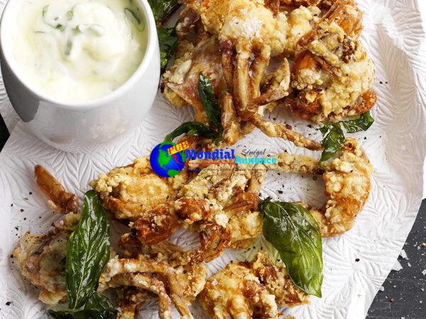 Gentle shell crab with green onion aioli