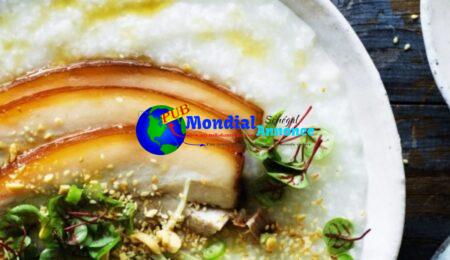 Pork stomach congee with ginger and soy