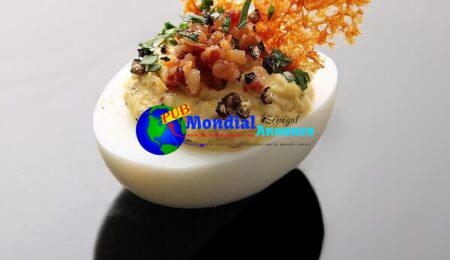 Deviled Eggs Carbonara (Crispy Pancetta, Pork Tubby, Parmesan Crisps, and Murky Pepper) Recipe