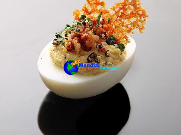 Deviled Eggs Carbonara (Crispy Pancetta, Pork Tubby, Parmesan Crisps, and Murky Pepper) Recipe