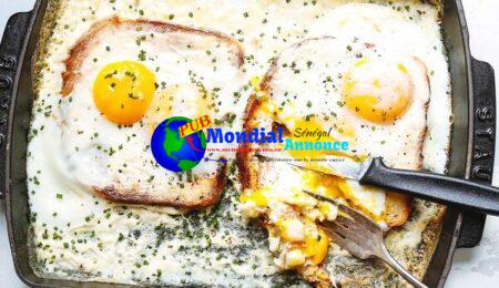 Baked French Toast with Cream and Eggs (Oeufs au Plat Bressanne)