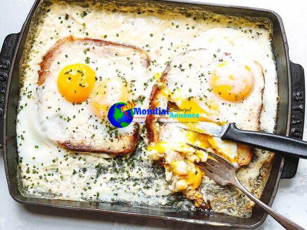 Baked French Toast with Cream and Eggs (Oeufs au Plat Bressanne)