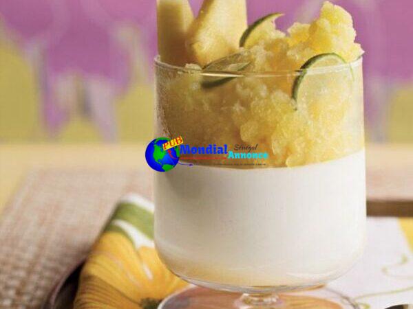 Yogurt Panna Cotta with Pineapple Granita