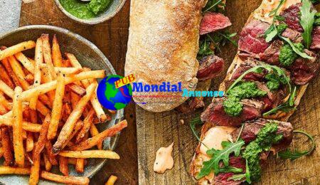 Chimichurri-vogue steak sarnies & cheat’s exciting fries