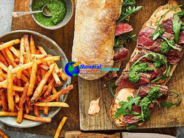 Chimichurri-vogue steak sarnies & cheat’s exciting fries