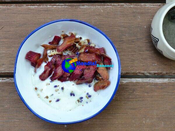 Roasted Rhubarb Yogurt Bowls With Lavender