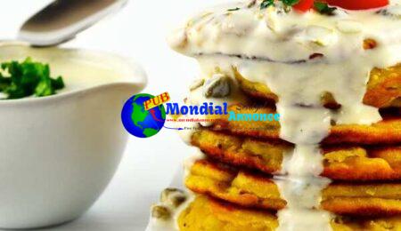 Chickpea Flour Pancakes with Greek Yogurt Caper Sauce