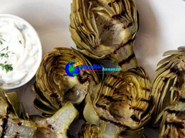 Grilled Artichokes with Yogurt-Dill Dipping Sauce