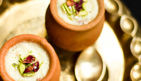 Gulab Phirni or Rose flavored Indian Rice Pudding