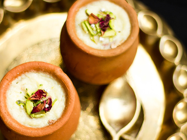 Gulab Phirni or Rose flavored Indian Rice Pudding