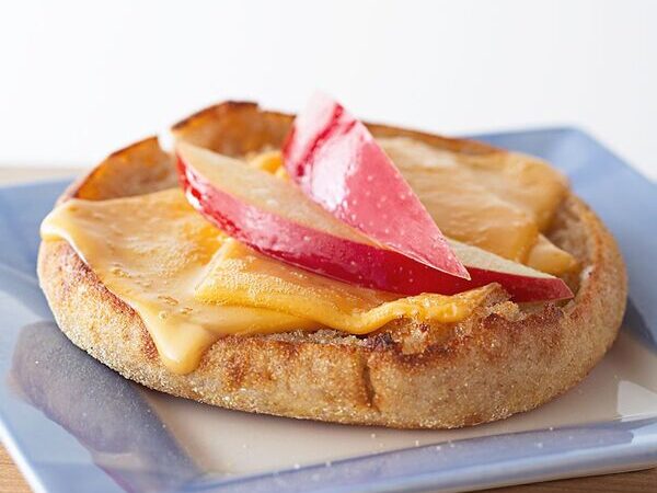 English Muffin with Cheese and Apple Slices