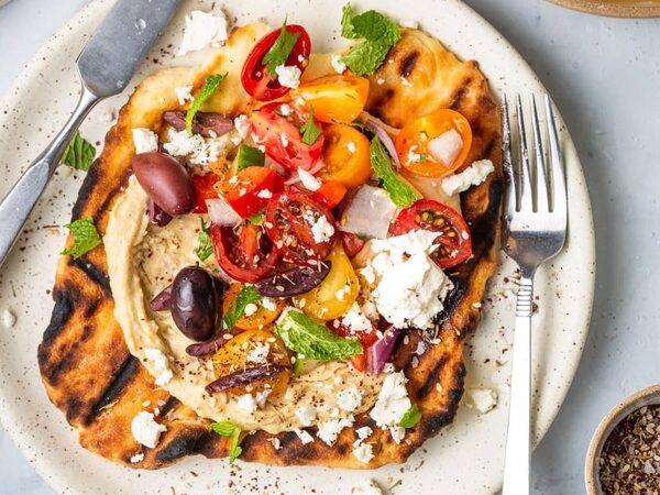 Grilled Yogurt Flatbreads with Israeli Salad