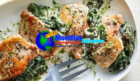 Tacky Kale & Spinach Stuffed Pork Chops