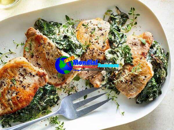 Tacky Kale & Spinach Stuffed Pork Chops