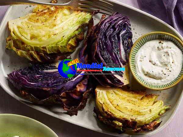 Roasted Cabbage with Horseradish Cream