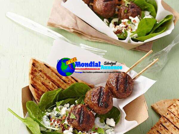 Greek Meatball Kabobs with Grilled Pita