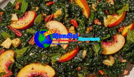 Peach-Pecan Kale Salad With Hot-Honey Vinaigrette