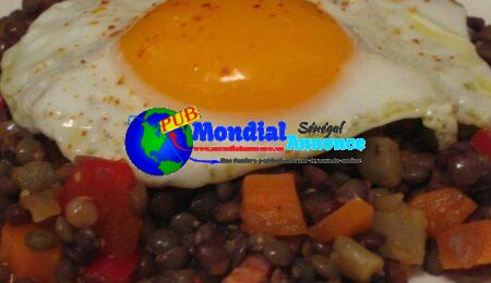 Lentil Salad with Olive Oil Fried Eggs