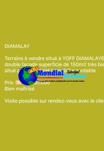 terrains à vende situé à yoff diamalaye 150m2 double façade