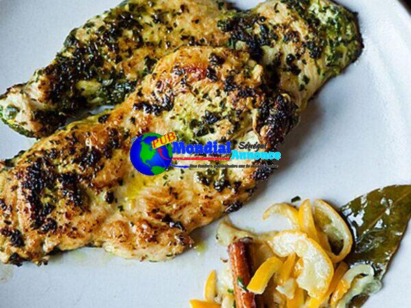 Chicken Cutlets Grilled in Charmoula with Quick-Cured Lemon Confit