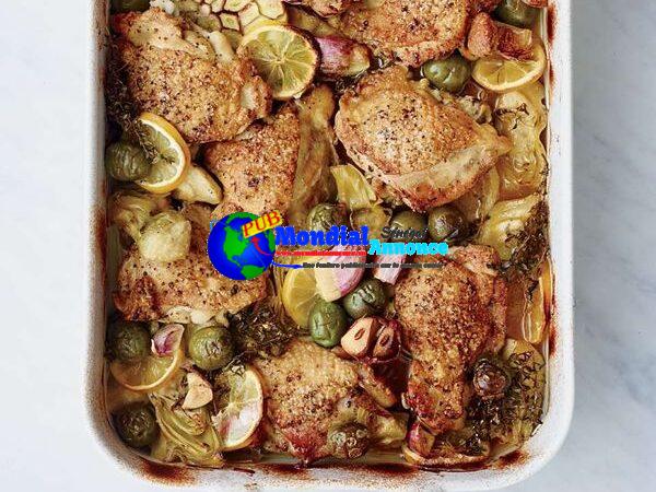 Braised Chicken Thighs with Marinated Artichokes