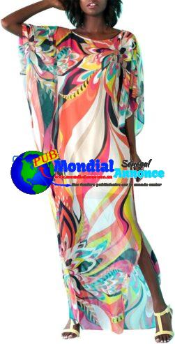 114 / 5 000 Bsubseach Femmes Imprimé Floral Coloré En Mousseline De Soie Maillots De Bain Kaftans Turcs Maillot De Bain Caftan Plage Longue Robe