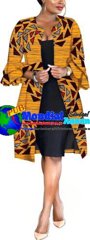 Manteau pour femme africaine Ankara Print Long Jacket Tops Wax Dashiki