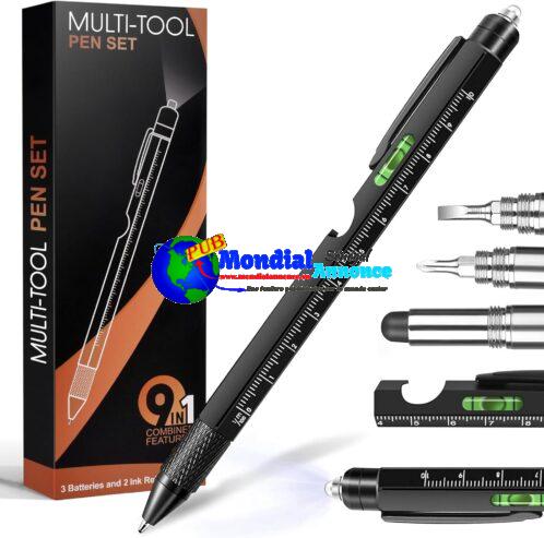 Stylo multi-outils – Ensemble de stylos multi-outils 9 en 1 – Multi-Tool Pen Set 9 in 1