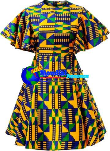 Robe tunique à volants vintage africaine pour femmes avec manches à volants Ankara