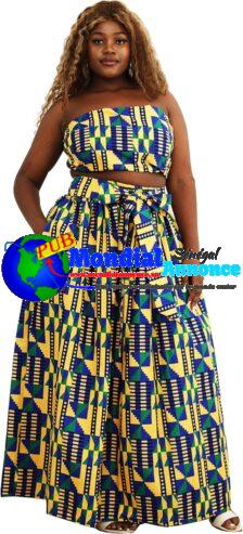 SHENBOLEN Women African Print Skirt Kente Traditional Wax Print Adjustable Strap Maxi Skirt