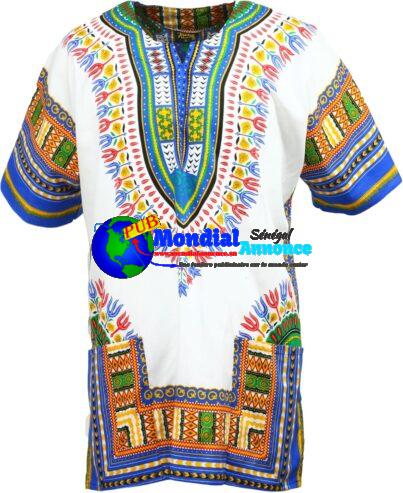 Dashiki Chemise Tribal Africain Caftan Boho Unisexe haut chemise