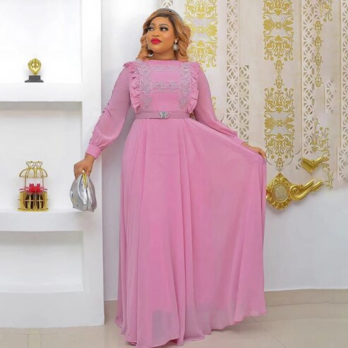 Robe de soirée longue de luxe en mousseline de soie, Boubou, grande taille, pour femmes africaines, Robe de demoiselle d’honneur, pour fête de mariage, été, 2023